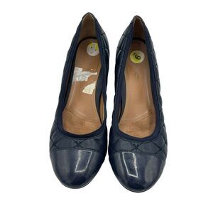 Vionic Ruby Olympia Pumps Womens 9 Navy Blue‎ Leather Quilted Block Heel Career